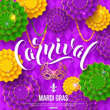 Mardi Gras renkli karnaval backgrund afiş poster vektör çizim için