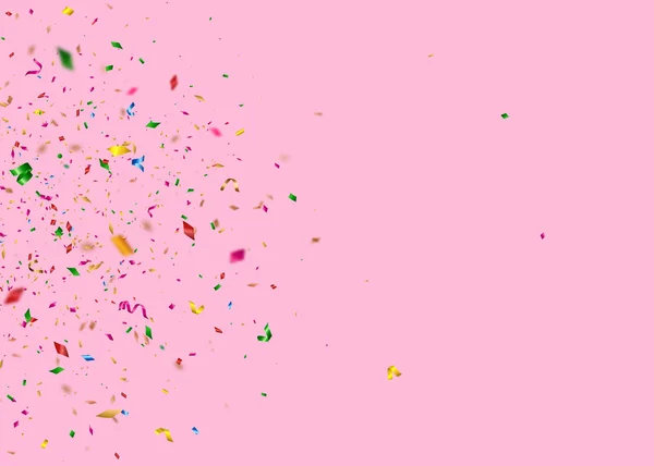 Chute brillante morceaux de confettis sur fond rose, illustration vectorielle — Image vectorielle