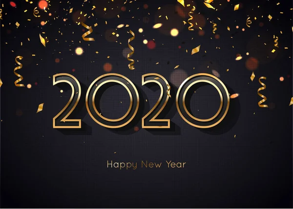 2020 Gott nytt år Elegant bakgrund. Guldtext och Confetti. Vektorillustration — Stock vektor