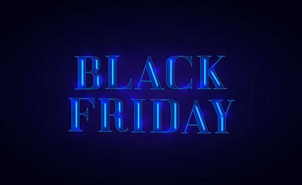 Black Friday banner design with neon light. Blue color. Vector illustration — Stock Vector