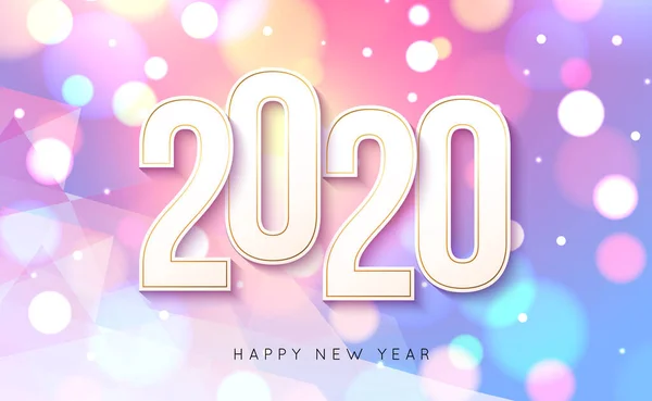 Feliz Ano Novo 2020. Fundo macio colorido com efeitos bokeh e luz. Ilustração vetorial — Vetor de Stock