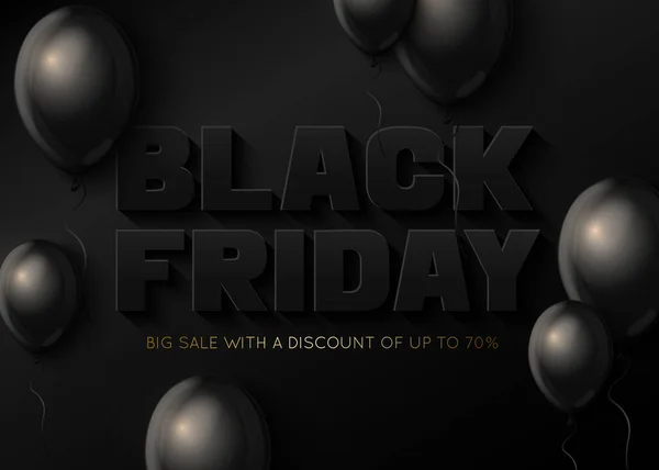 Black Friday sale banner template with balloons. Vector illustration — Stock Vector
