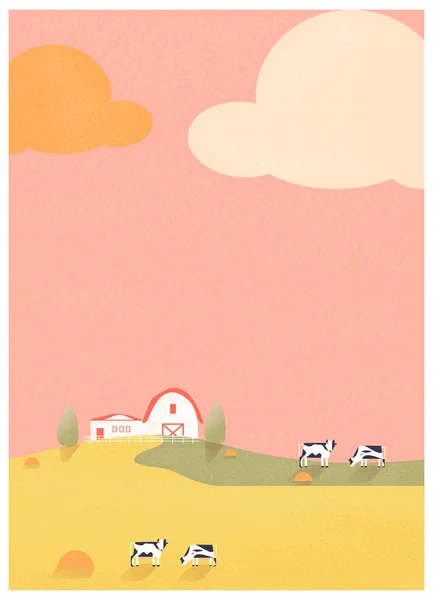 최소의 포스터 디자인 봄이나 유기농 농장의 — 스톡 벡터