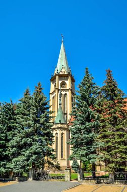 Güzel tarihi kilise. Wilamowice, Polonya 'daki Kutsal Üçlü Kilisesi.