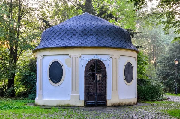 Old historic tea house. Picturesque oriental tea house in the castle park in Pszczyna.