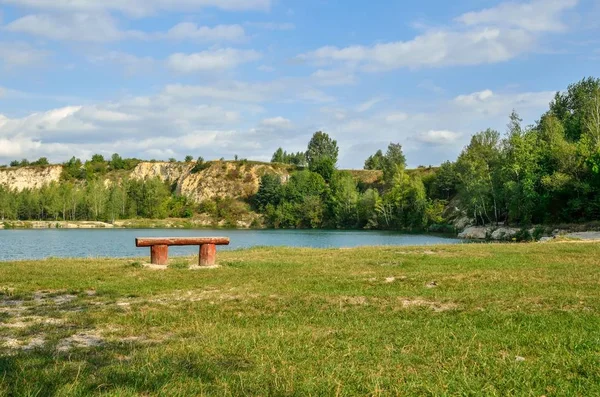Beautiful quarry with water. Water reservoir in Trzebinia, Poland.