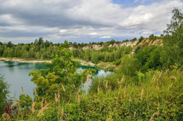 Beautiful quarry with water. Water reservoir in Trzebinia, Poland.