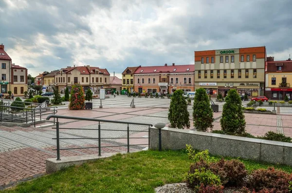 Trzebinia Polska Sierpnia 2017 Kolorowe Budynki Rynku Trzebini — Zdjęcie stockowe