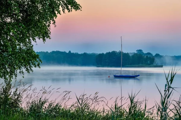 Boat Water Morning Landscape Lake — Stock Photo, Image