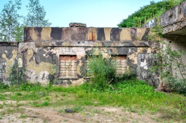 Old abandoned building. Destroyed building after a military unit.