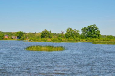 Güzel kırsal alan. Güzel bir gölette bahar günü.