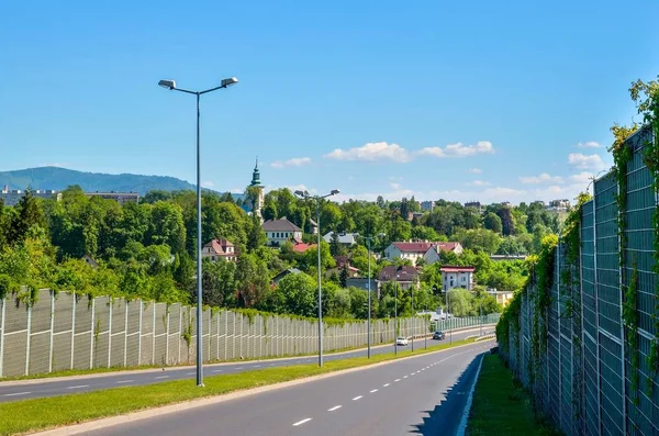 Güzel şehir manzarası. Polonya 'daki Bielsko-Biala şehri manzarası.