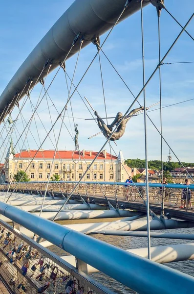 Kraków Polska Sierpnia 2018 Piękny Nowy Most Nad Wisłą Krakowie — Zdjęcie stockowe