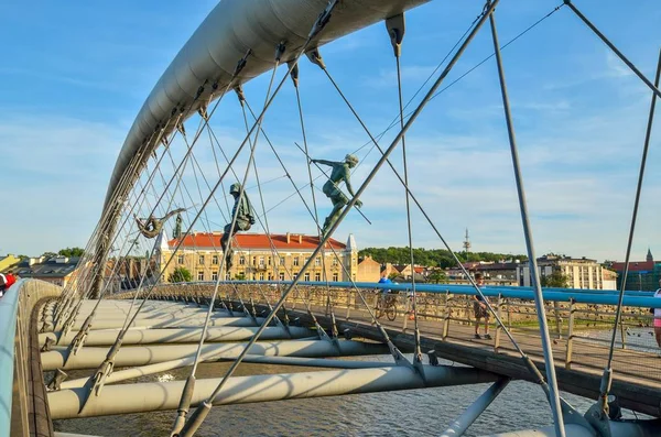 Kraków Polska Sierpnia 2018 Piękny Nowy Most Nad Wisłą Krakowie — Zdjęcie stockowe