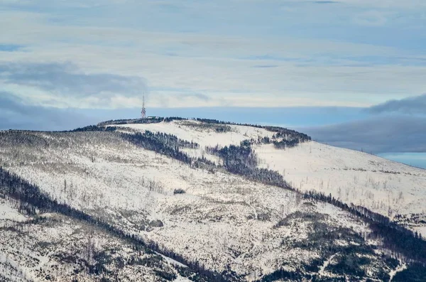 Beautiful winter snow-white mountain landscape. Beautifully snow-capped mountains in Poland.