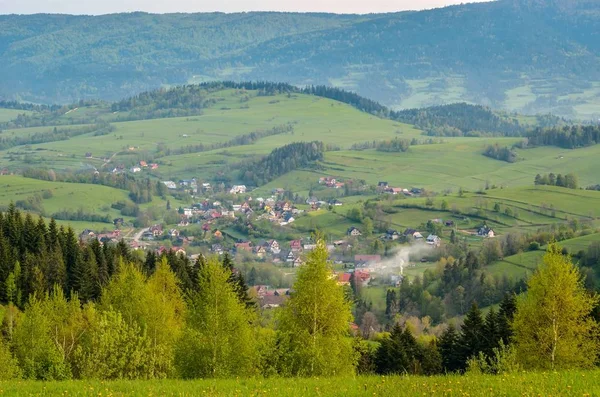 Vackert Bergslandskap Fina Byar Dalarna Mellan Kullarna — Stockfoto