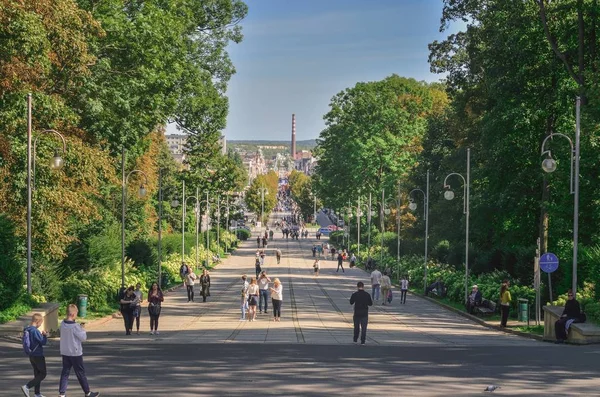 Częstochowa Polska Września 2019 Aleja Centrum Miasta Częstochowy Polska — Zdjęcie stockowe