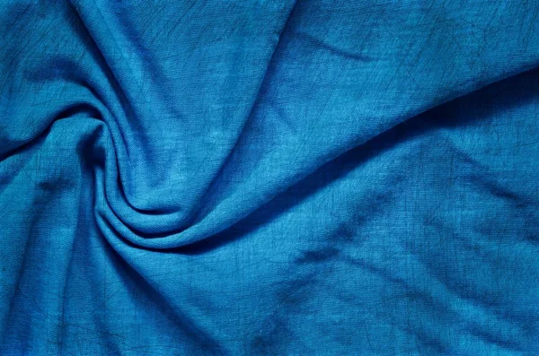 Interesting Conceptual Background Clothes Texture Blue Wrinkled Material — Stock Photo, Image