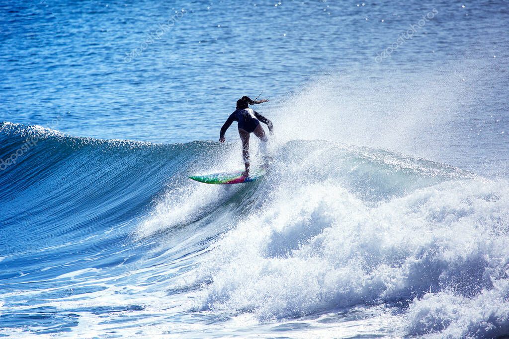 Girl Surfing Wave Surfing Girl Durban, South-Africa.