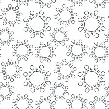 Beyaz arka planda Corona virüsü deseni var. Vektör