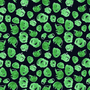 Mavi arka planda el çizimi suluboya yeşil daireler