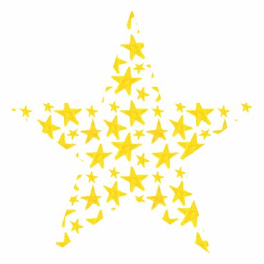 Beyaz arkaplanda el çizimi sarı yıldızlar