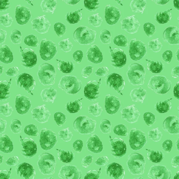 Hand Dras Akvarell Gröna Cirklar Grön Bakgrund — Stockfoto