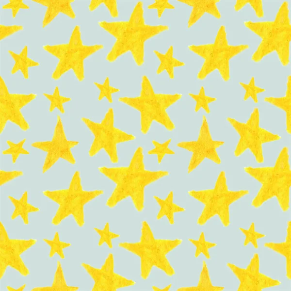 Estrelas Amarelas Aquarela Desenhadas Mão Fundo Cinza — Fotografia de Stock