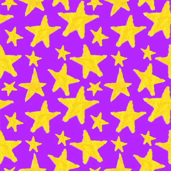 Handgezeichnetes Aquarell Gelbe Sterne Auf Rosa Hintergrund — Stockfoto