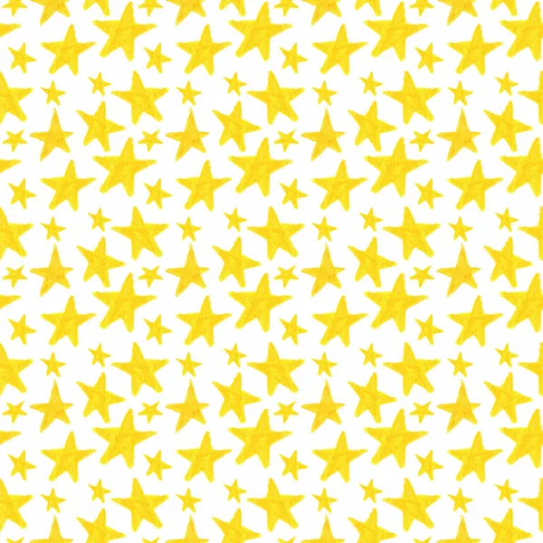 Hand drawn watercolor yellow stars on a white background