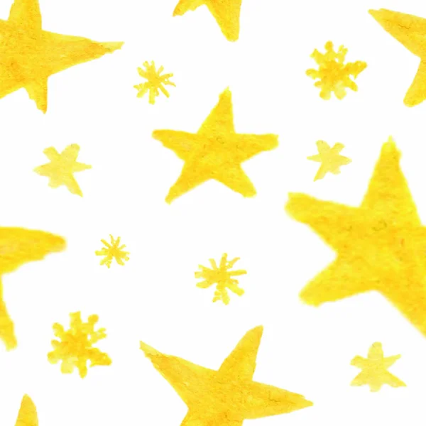 Handgezeichnetes Aquarell Gelbe Sterne Auf Weißem Hintergrund — Stockfoto
