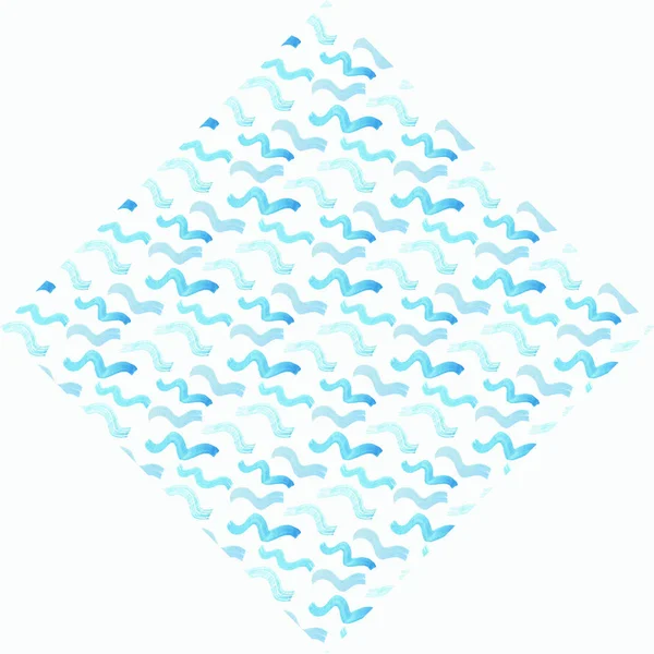 Narysuj Akwarelowe Niebieskie Fale Białym Tle Ocean Literowy — Zdjęcie stockowe