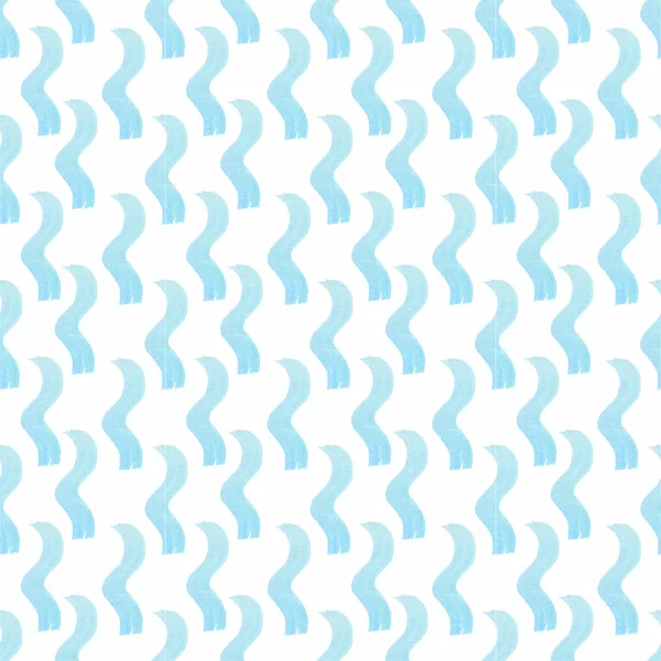 Nahtlose Aquarellmalerei Mit Blauen Wellen Auf Weißem Hintergrund — Stockfoto