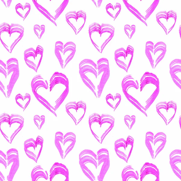 Painted Watercolor Pink Heart White Background Brush Strokes — Stock Photo, Image