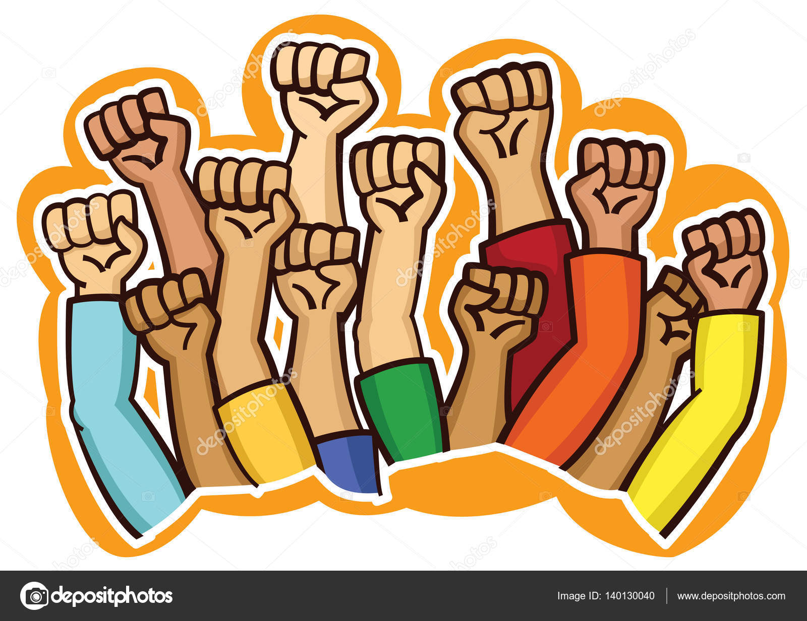 Protesters Hands. People On Strike Cartoon Illustration. Stock ...