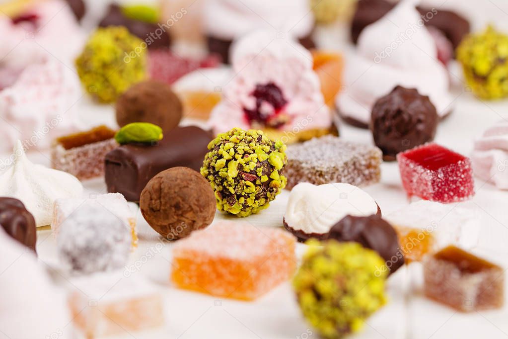 Homemade confection assortment. Selective focus