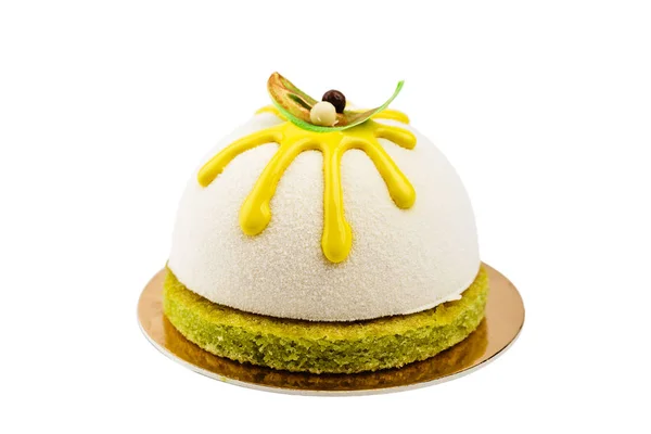 Mini mousse pasticceria dolce con velluto al cioccolato bianco e yello — Foto Stock