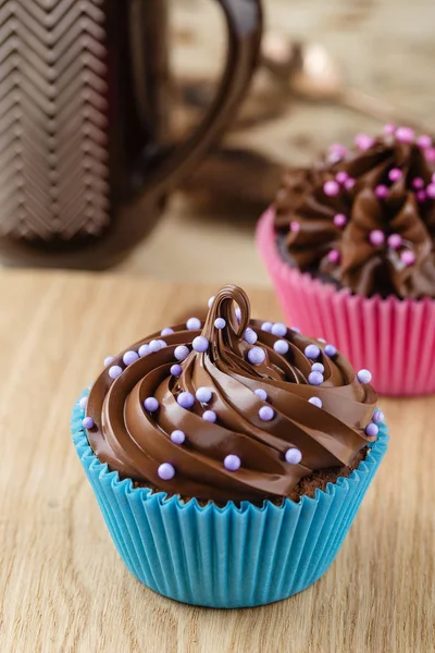 Hausgemachte Schokoladen-Cupcakes — Stockfoto