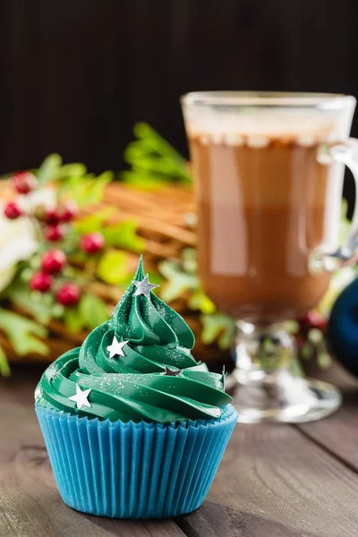 Cupcake blu con stelle cospargere — Foto Stock