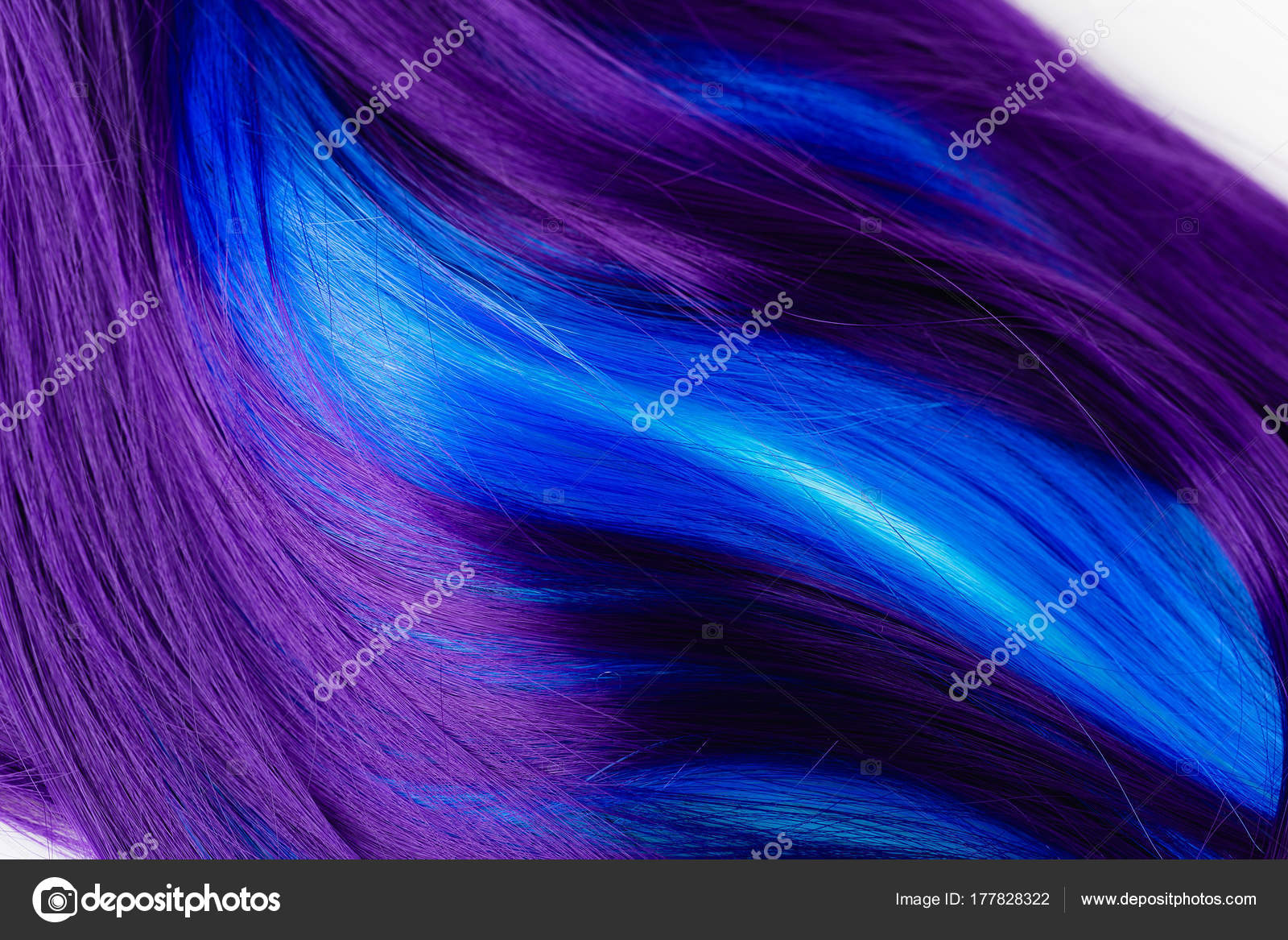 Closeup Of Colorful Hair In Purple And Turquoise Blue Colors