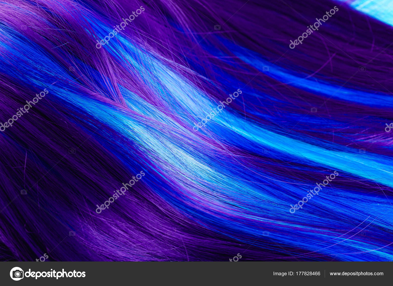 Closeup Of Colorful Hair In Purple And Turquoise Blue Colors