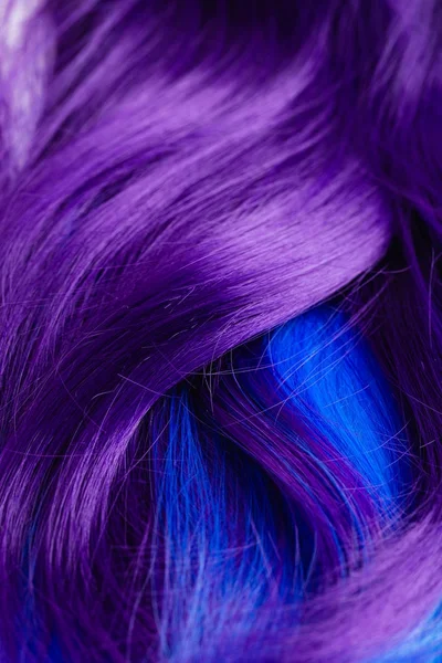 Closeup of colorful hair in purple and turquoise blue colors — Stock Photo, Image