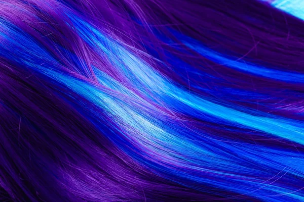 Closeup of colorful hair in purple and turquoise blue colors — Stock Photo, Image