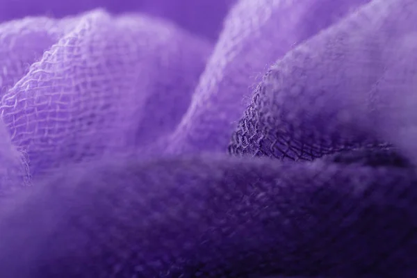 Closeup of hand dyed gauze fabric purple color. Ultra violet tre — Stock Photo, Image