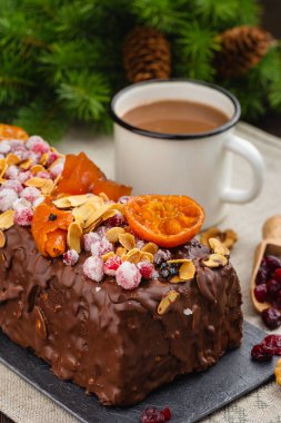 Geleneksel Noel meyveli kek. Festival İngiliz mutfağı