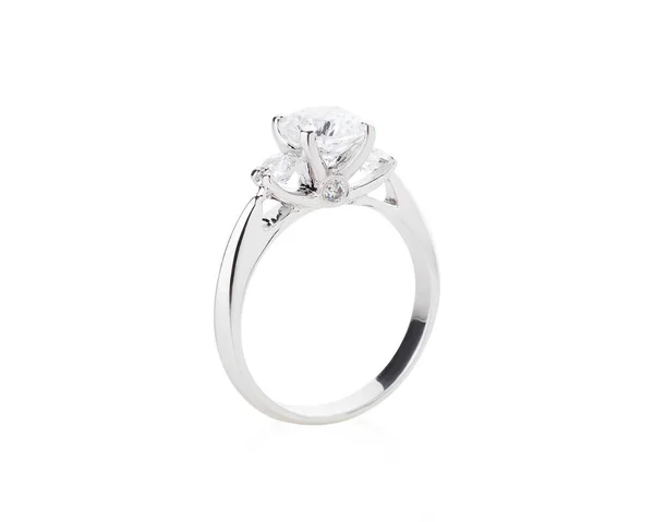 Wedding diamond ring isolated on a white background — Stock Photo, Image