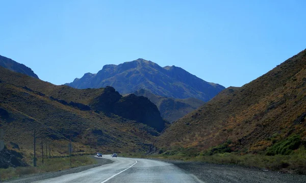 The road in the mountains in southern Kazakhstan. Travel. Asia.