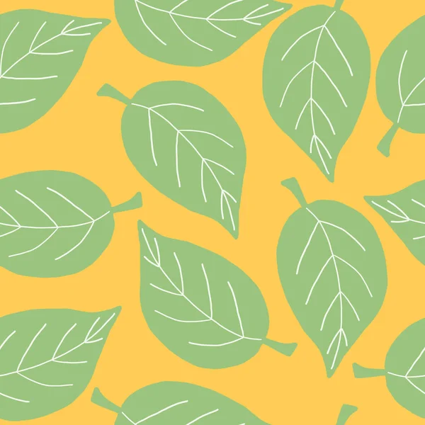 Simple pattern with green leaves. Fun summer mood. Bright print for printing on clothing, textiles, wallpaper, website design and other products.
