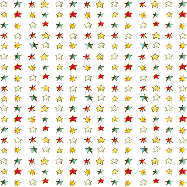 Fundo Quadrados Brancos Multicoloridos Com Pequenas Estrelas Aquarela Dispostos Padrão — Fotografia de Stock