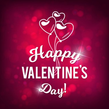 Mutlu Sevgililer günü vektör Bokeh pembe arka plan. Tipografi ve balon